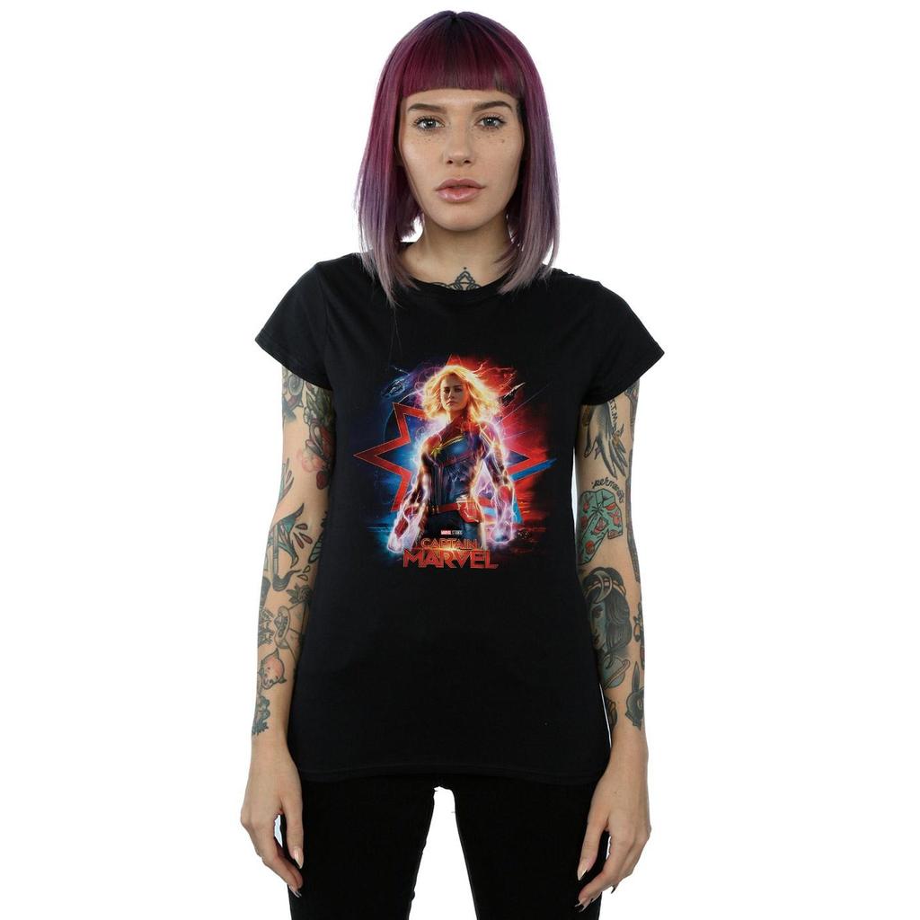 Marvel Womens/Ladies Captain Marvel Poster Cotton T-Shirt