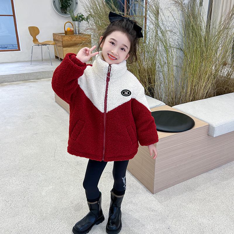 Girls' Fleece-Lined Winter Jacket 2024: Stylish, Warm Cotton Top, Trendy Korean-Inspired Sweater