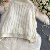 Autumn Winter Women Casual Turtleneck Single Breasted Furry Mohair Knitted Sweater Cardigans Tops Jacket Coat
