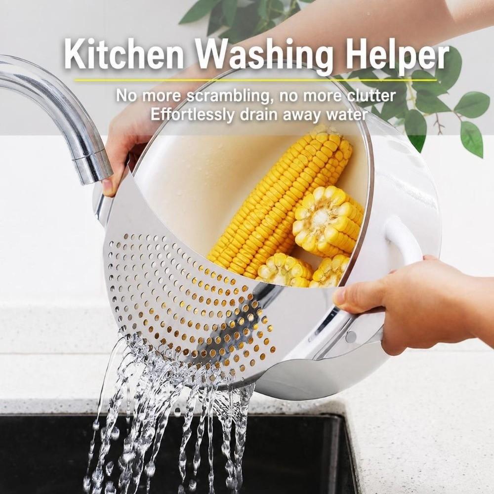 Multi Use Function Half Moon Skimmer Stainless Steel Drain Plate Practical Oil Strainer Draining