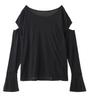 Milkfed Casual Open Shoulder Black Women's Top,