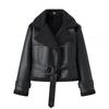Za Autumn and Winter New Arrivals Women's Clothing Zr European and American Style Fashionable Versatile Lapel Short Leather and Fur Integrated Jacket
