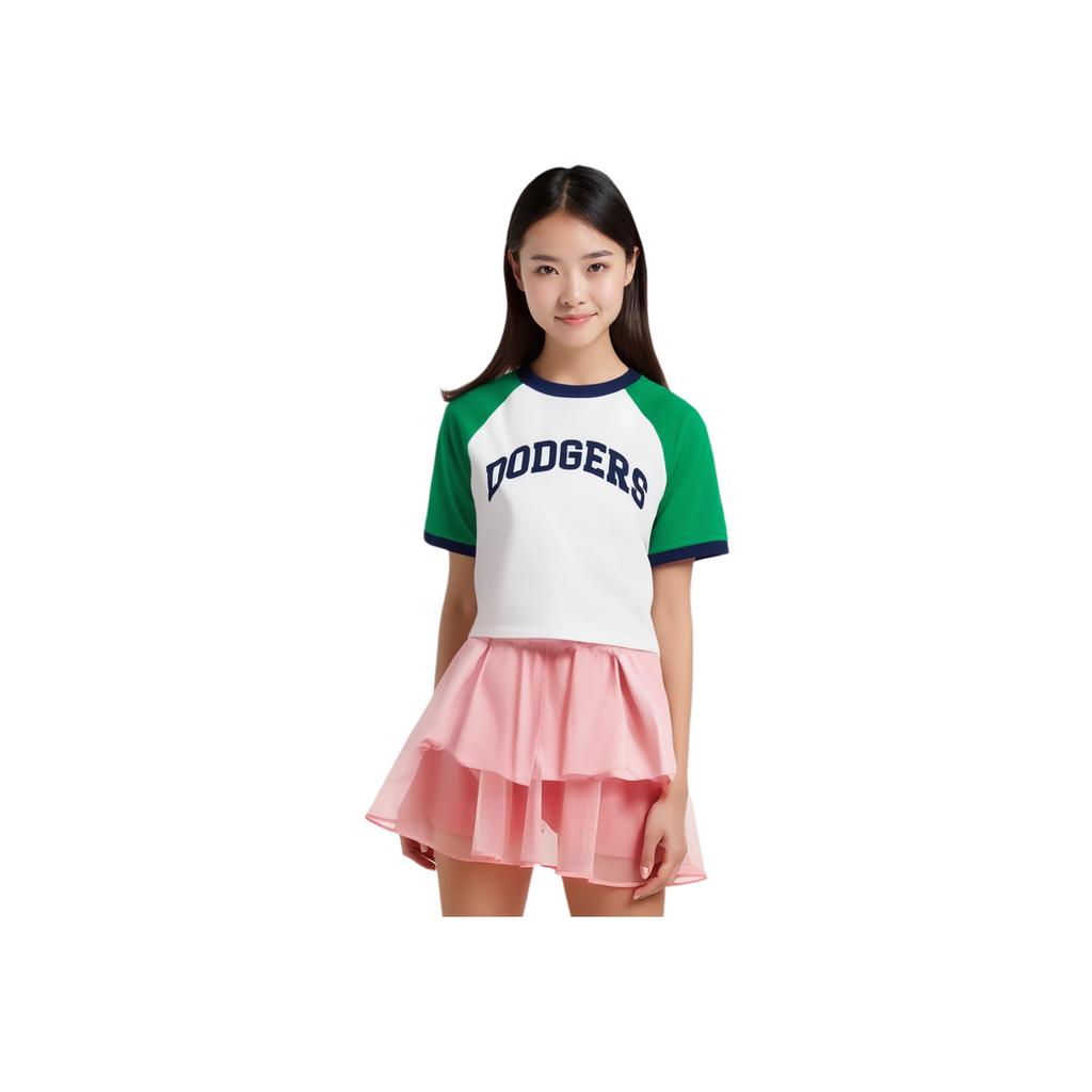 New MLB Los Angeles Dodgers Raglan Sleeve T Shirt Women's Neon Green 3FTSV1543-07GNN