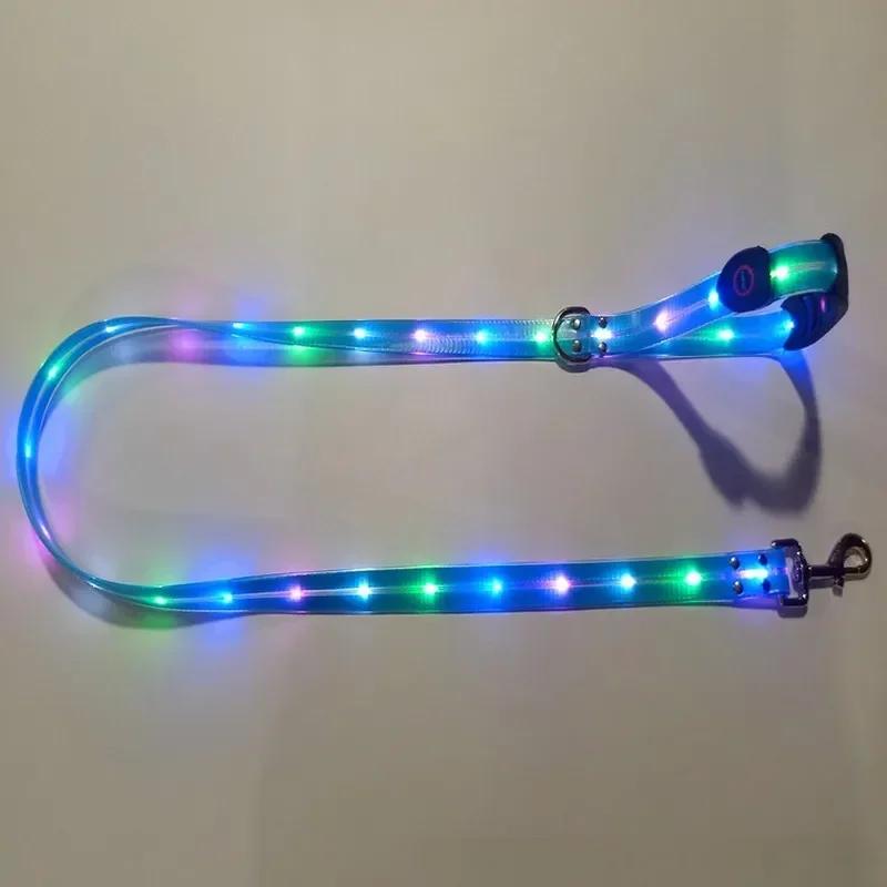 PVC Leuchtendes LED Hunde Halsband & Leine - USB Wiederaufladbares Webband Design Verstellbar Blinkende Haustierausrüstung Um Hunde In Der Dunkelheit Sicher Zu Halten