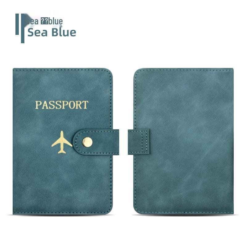 Kožená cestovní sada na ochranu pasu s PU držákem s lemovanými okraji a taškou na uložení dokumentů