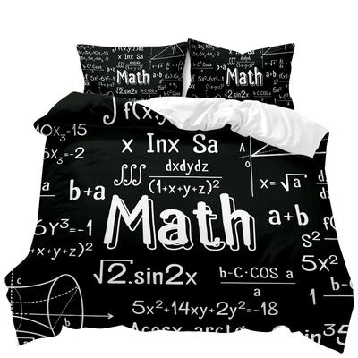 Math Duvet Cover Set Queen Size Mathematics Formula Print Bedding Set for Kids Boys Girls Educational Polyester Comforter Cover