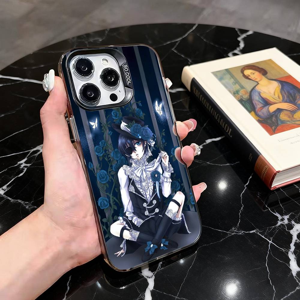 Black C-Ciel P-Phantomhive Butler  Phone Case For iPhone 17,16,15,14,13,12,11 Plus,Pro Max,XS,Colorful Silver Black Cover