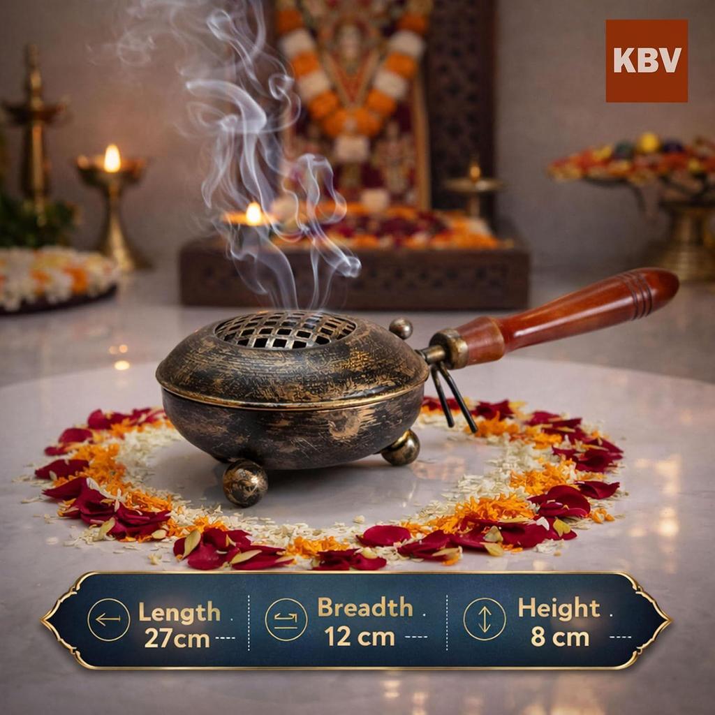 KBV Antique Iron Dhoop Dani, Loban Dani, Sambrani Dhoop Dani, Havan Samgri Dhoop Dani