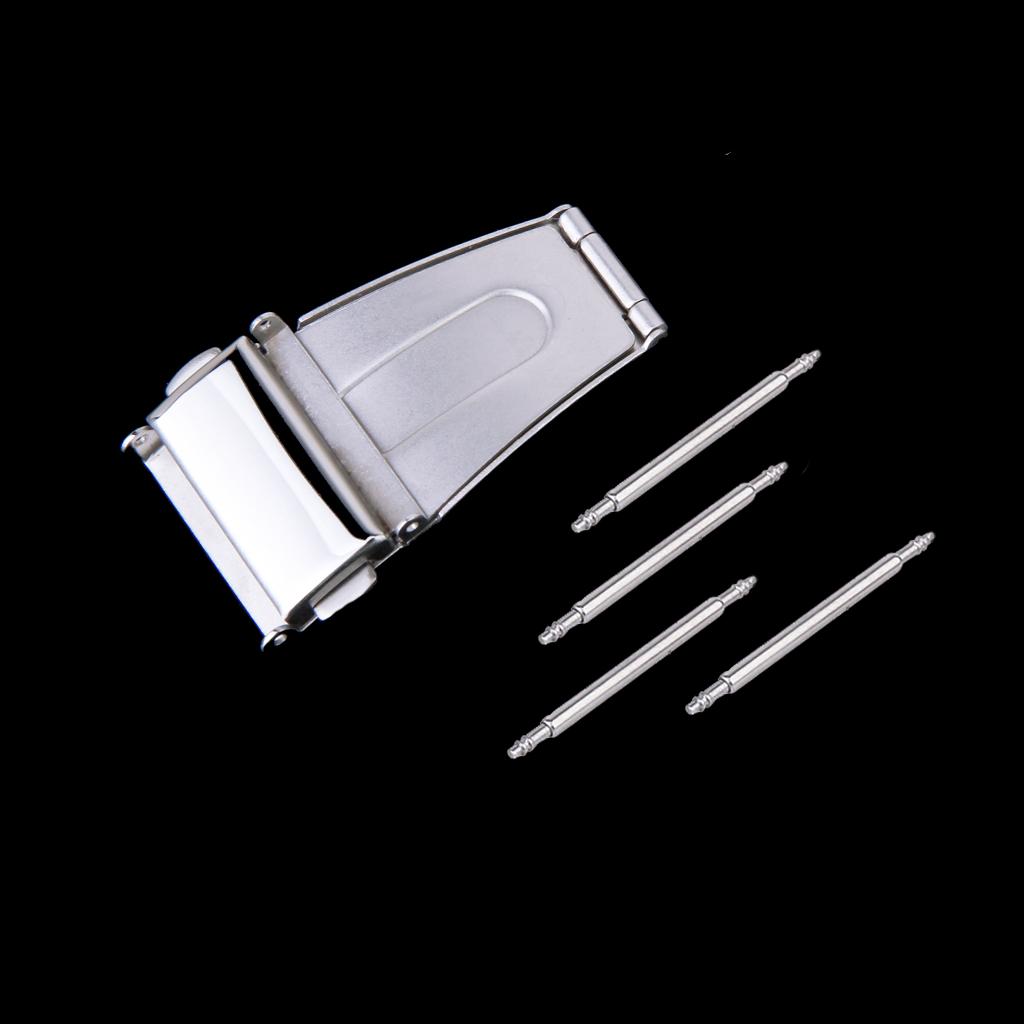 17mm Stainless Steel Double Deployment Clasp Buckle For Watch Band Strap