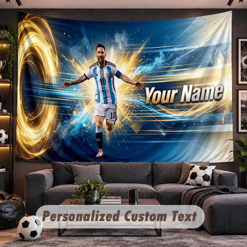 Wall Hanging Tapestry Custom NameLionel Messi Pattern Personalized Printed Fabric Wall Decor