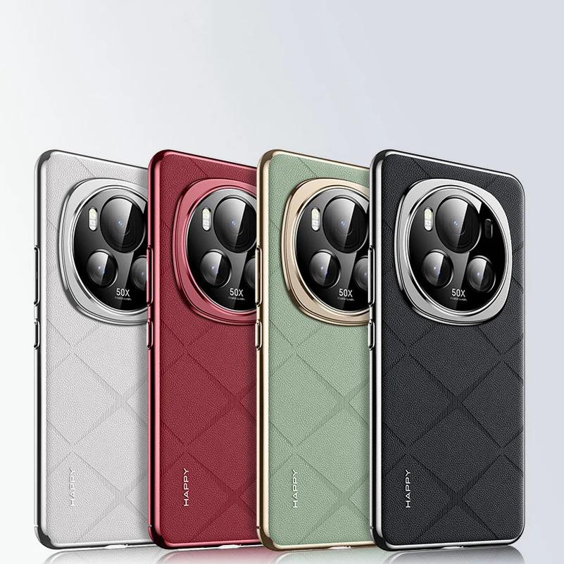 Premium Grid Texture Plain Leather Case For Honor Magic7 Pro 6RSR 6Pro High-end Metal Independent Button Camera Protection Cover