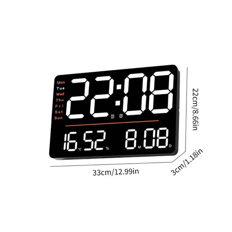 Precisions Temperature Hygrometer Digital Clock with Large LED Display Screen Brightness Adjustment Timer for Home Office