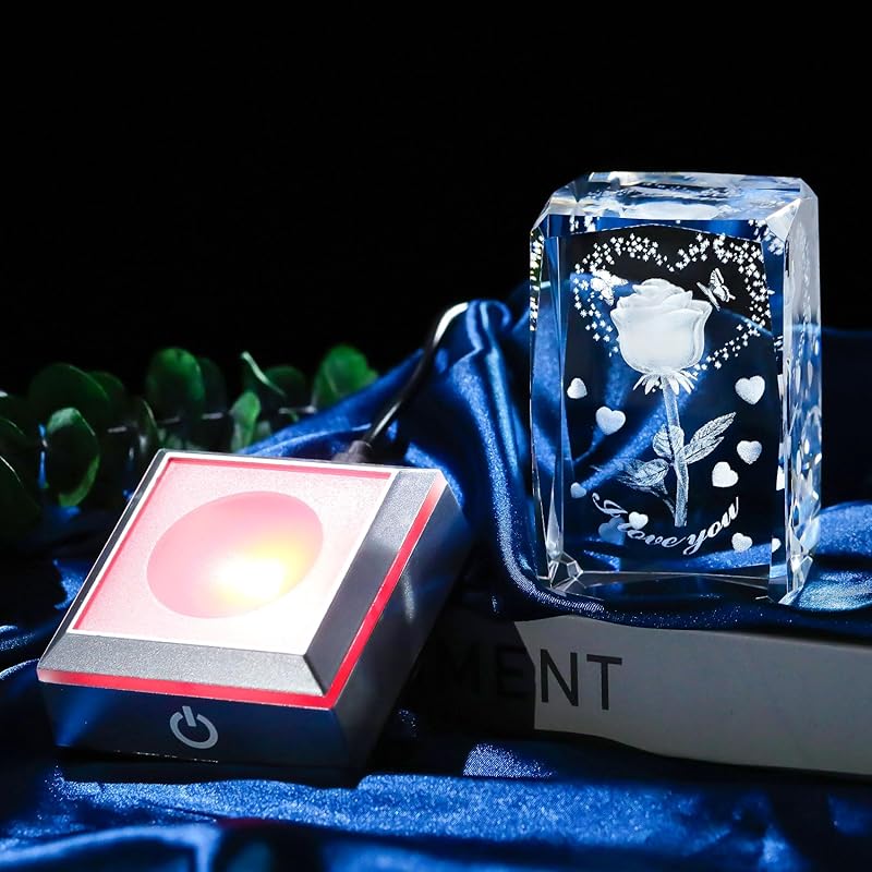 kertari anniversary present she Healing goods woman Popular [Genuine] K9 Crystal rose artificial flowers light birthday mother's day retirement gift