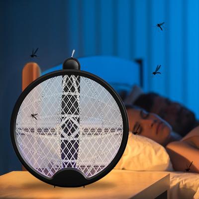 Fly Zapper Racket Rechargeable Fly Trap Swatter For Indoor Foldable Gnat Control With Light For Home Kitchen Patio Backyard