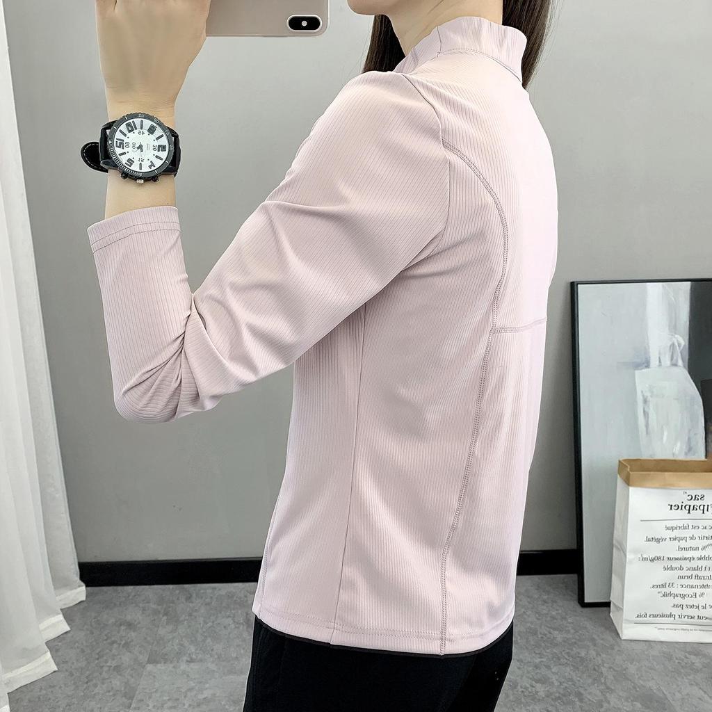 Damen Funktionsshirt mit langen Ärmeln - Schnelltrocknend, Elastisch, Atmungsaktiv, Stehkragen für Laufen und Fitness