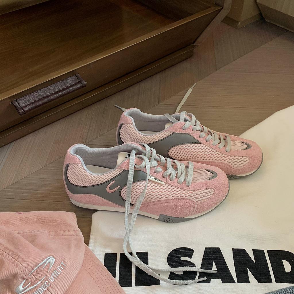 Mi You, zwiększenie wysokości o 4 cm~ siateczkowe oddychające buty sportowe i rekreacyjne łączone w kontrastowym kolorze wszechstronne sznurowane buty treningowe Forrest Gump wo