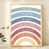 Canvas Poster Printed Painting Affirmations For Kids Playroom Classroom Wall Decor Rainbow Affirmations Print Boho Unframed