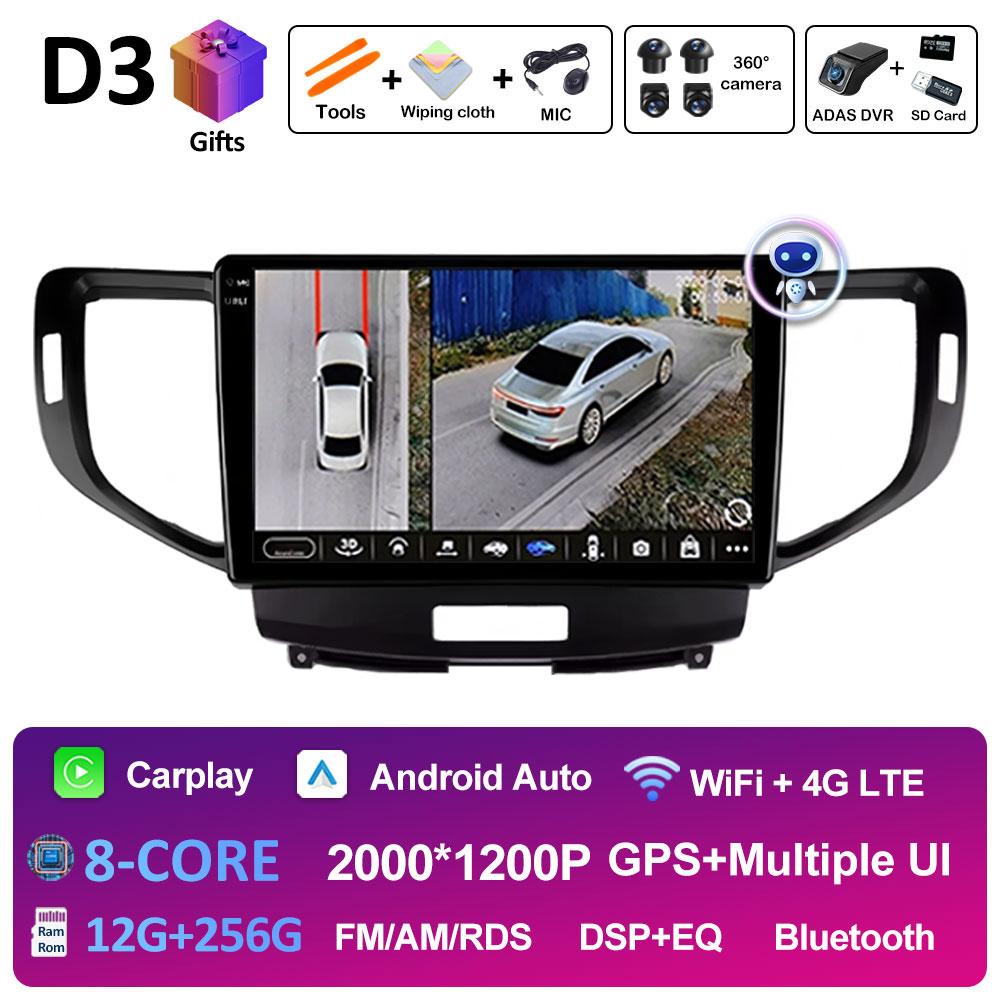 Android Auto Wireless Carplay For Honda Accord 8 2008 2009 2010 2011 2012 GPS Navi 2.5D Touch Screen Cooling Fan Auto Tools WIFI