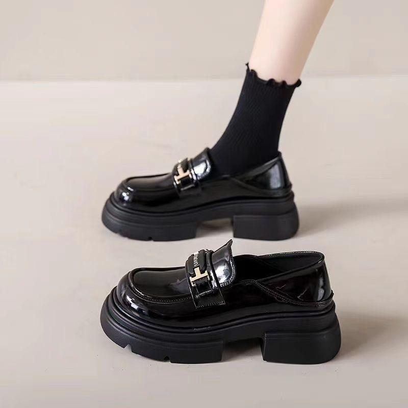 British Style Small Leather Shoes Women's Autumn 2025 New Platform Non-slip Loafers Round Head One Pedal Single Shoes Ins