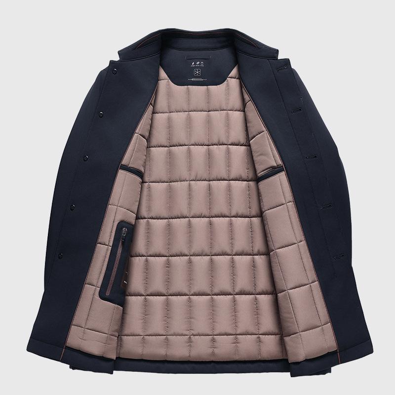 Men's Winter Thick Button-Up Cotton Jacket with Classic Lapel and Wool Filling - Warm, Plus Size Dad's Coat