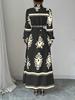 Live Shot 2025 European and American Fashion Long Sleeve Waist-Gathering Print Shirt Dress