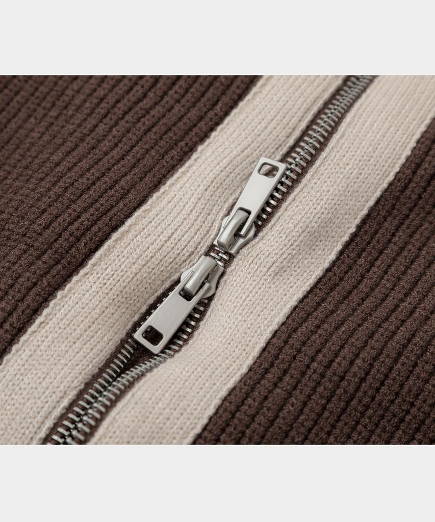 LETTERCOMO Teddy Blossom Essential Knit Zip-Up Brown