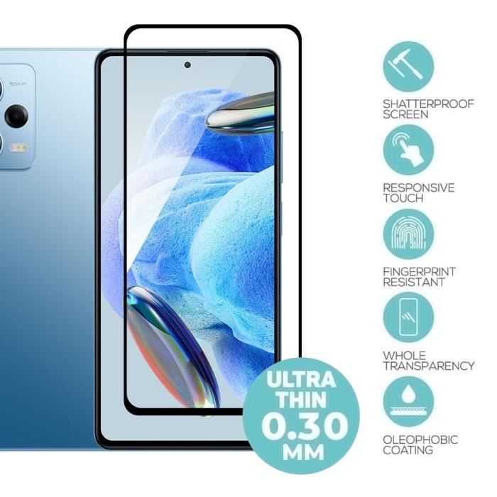 Verre Trempé Intégral pour Xiaomi Redmi Note 12 Pro 5G - Pack de 4 Vitres Noir Anti-trace