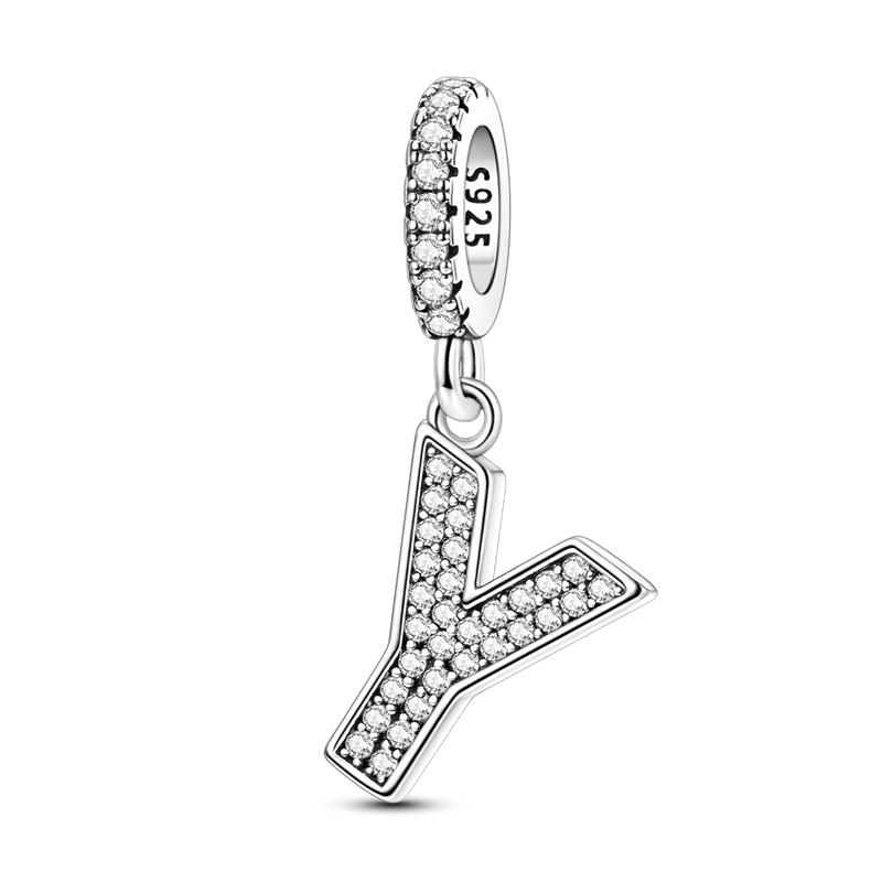 Originale DIY A-Z Alphabet Anhänger Perle Kupfer Eingelegter Zirkon Liebesbriefe Dangle Schmuck Geschenk Passend für Armreif