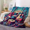 1pc Music Instruments Lightweight Flannel Blanket, Comfortable and Warm Blanket, for Office and Camping Sofa Bed, Livingroom133