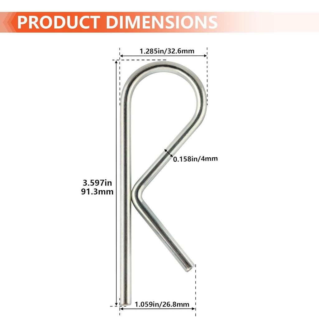 01004 Sway Control Replacement Pin, Hitch P Clip R Clips, Fits Camping Trailer RV Caravan Tractors Mower Clips (4 Pack)
