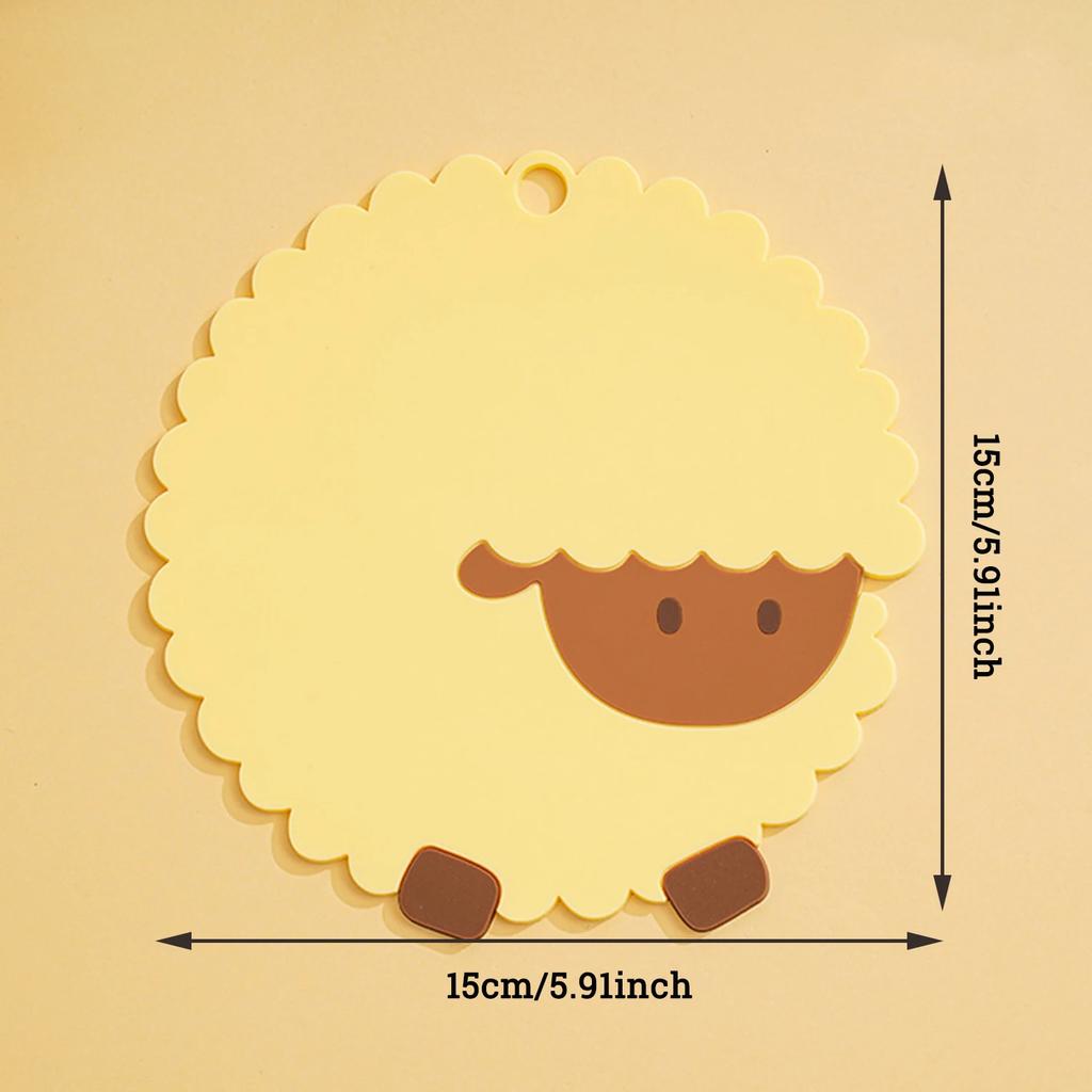 Cute Cartoon Sheep Cup Coaster Silicone Cup Mat Pad Mug Holder Mat Coffee Drinks Table Placemats Heat-resistant Cup Coasters