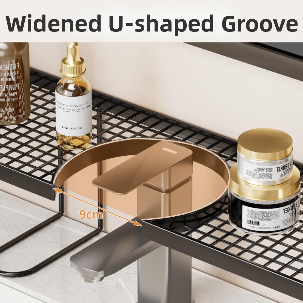 50/60cm Bathroom Counter Shelf Draining Anti Slip Faucet Shelf Heavy Duty Hollow Out Bathroom Vanity Shelf