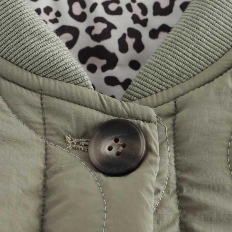 BITCED Women's Autumn/Winter Fashion Casual Plus Size Oversized Stand Collar Leopard Print Cotton Coat Jacket