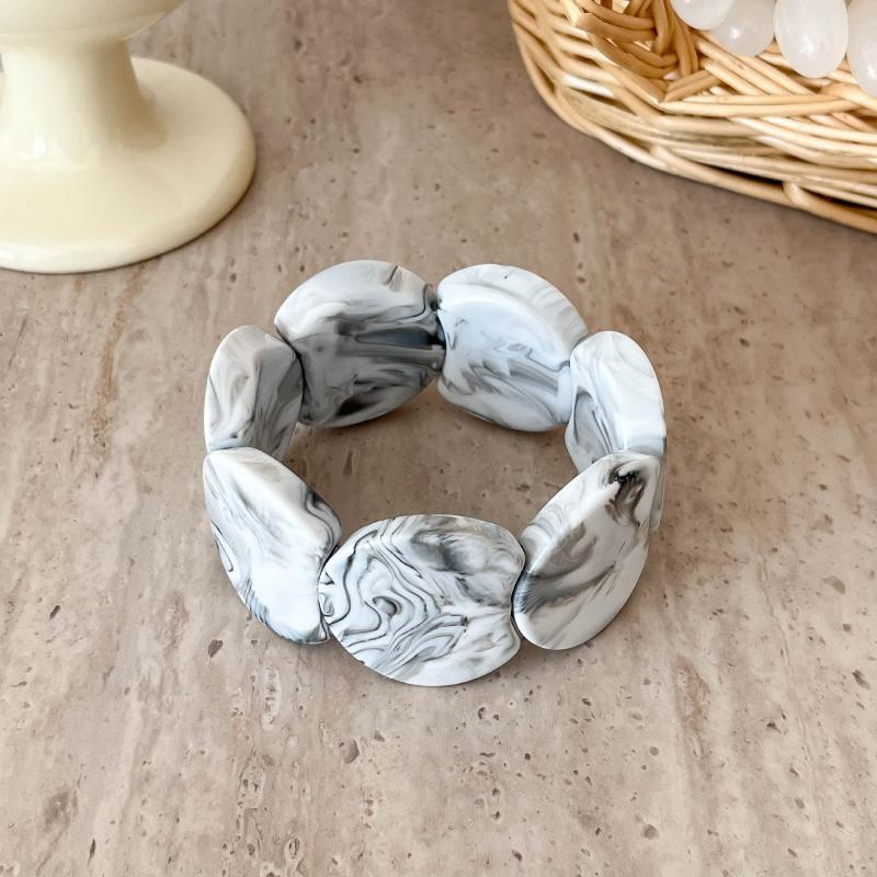 1Pcs Personality Party Jewelry Irregular Round Splicing Elastic Rope Resin Bracelets For Women Smuding Vintage Acrylic Bangles