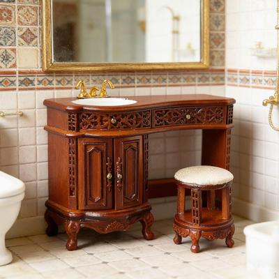 1:12 Bathroom Storage Vanity Cabinet Basin Model Photo Props Pretend Kitchen Toy for Micro Landscape