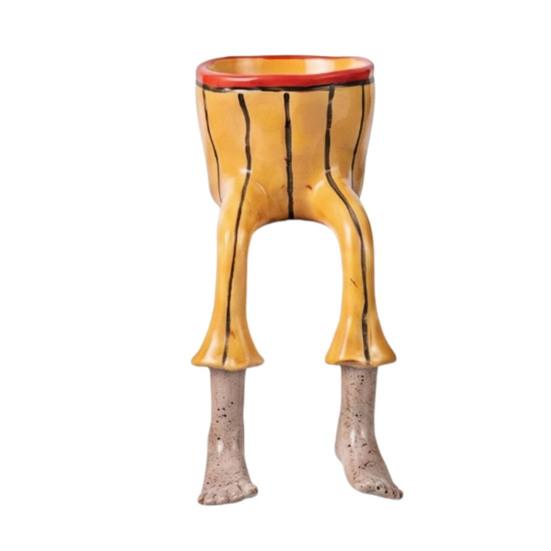 Fioriera Decorativa Seduta a Forma Umana in Resina, Fioriera Creativa con Gambe, Gambuta per Vaso Pianta Piccola da Interno, Succulente e Piante da Casa