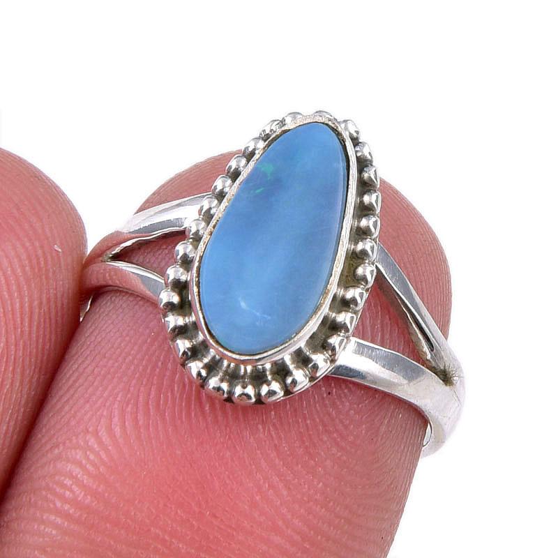 

Natural Australian Opal Gemstone 925 Solid Sterling Silver Ring Size 5.5 L6k93
