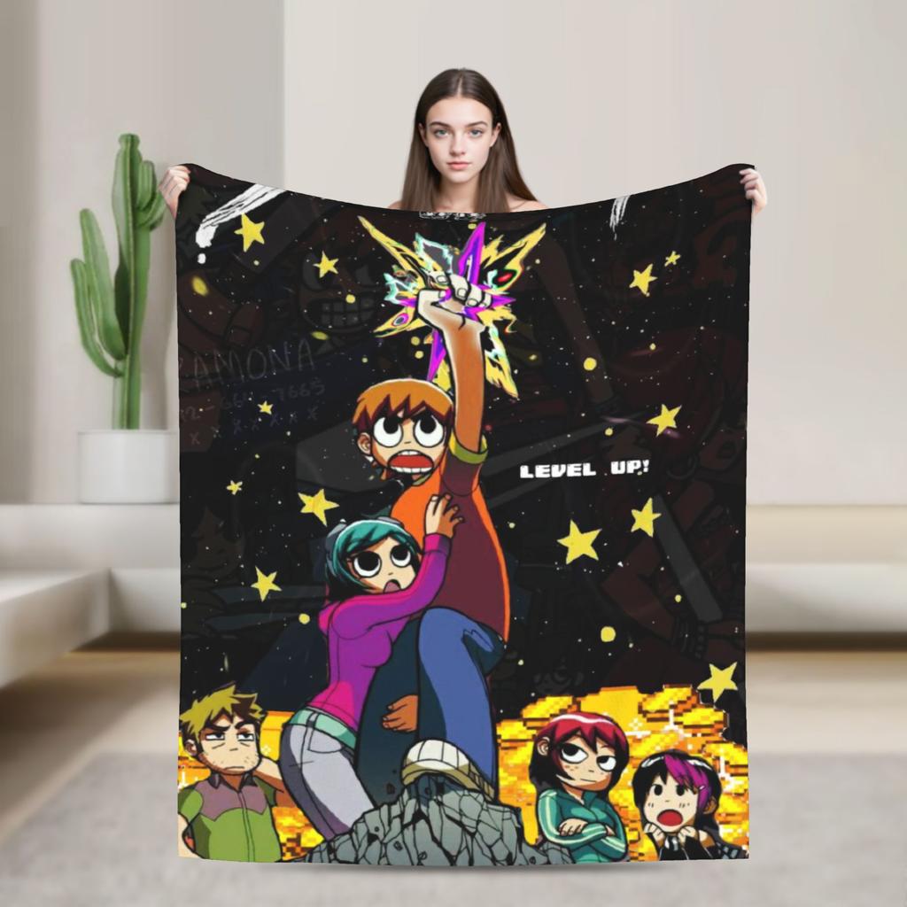 Indie Film Character Scott Pilgrim Blankets Soft Plush Throw Blanket For Home Decor Airplane Travel Flannel Bedspread Bed Cover