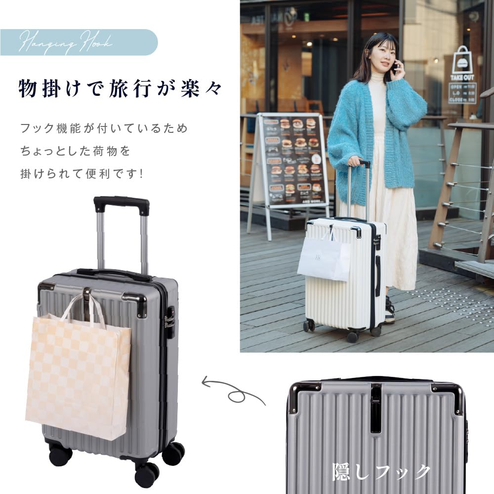 Carry S Large Carry 360 Degree Double Cup TSA Zipper School Business Hospitalization [hidemasa] Suitcase, Carry-on, Case, Lightweight, Shockproof,