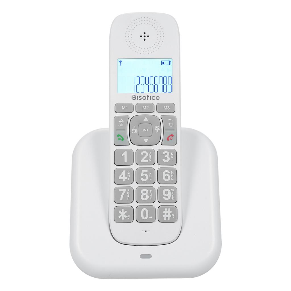 Bisofice Expandable Cordless Phone System with 3 Lines Display Caller ID Support 5 Handsets Connection 50 Phone Book
