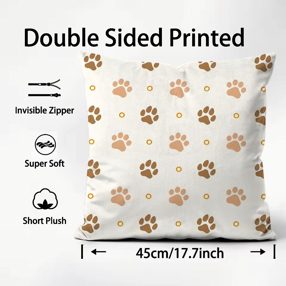 Paw Cute Cushion Cover Plush Fabric Soft DoubleSided Printed Sofa Warm Winter Home Child Gift Pillow Case