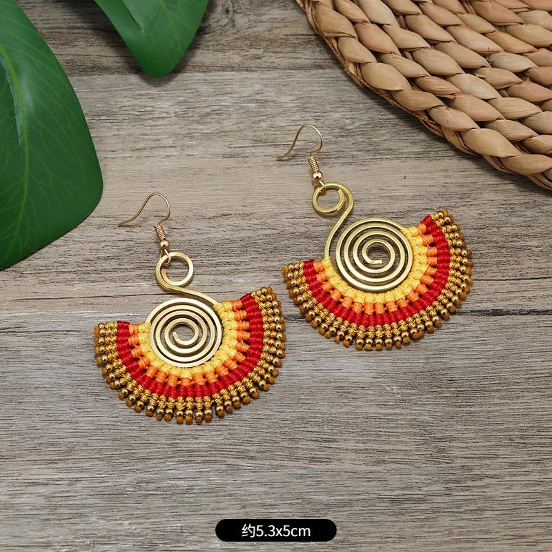 Niche Design Woven Earrings Bohemian Retro Resort Style Personality Temperament Handmade Earrings