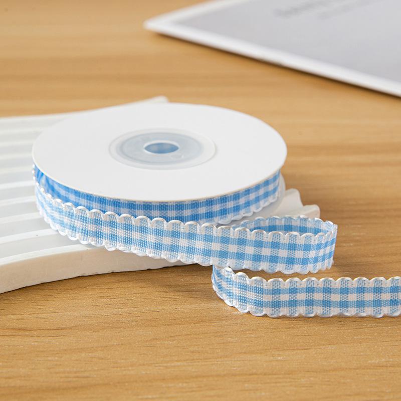 10yards/Roll Wave Edge Candy-Colored Plaid Ribbon 1CM Lace Checkered DIY Hair Accessories Gift Cake Box Decor Bouquet Bow