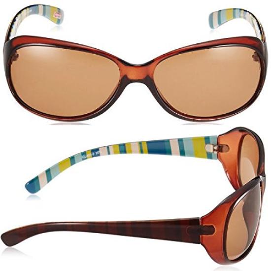 Coleman Polarized Striped Soft Case Included Women's Sunglasses, Smoke, Driving, Pattern, CLA01-2 (Red),