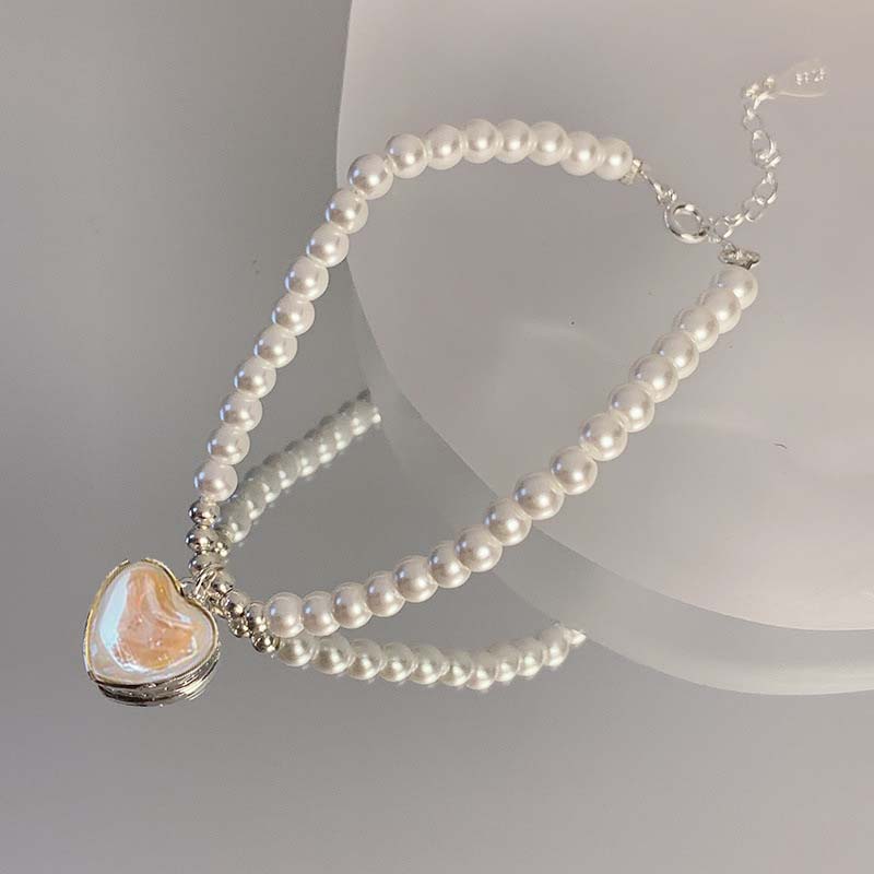 New Trend Small Round Pearl Bracelets Exquisite Pink Opal Heart Adjustable Bracelets for Women Jewelry Birthday Gifts