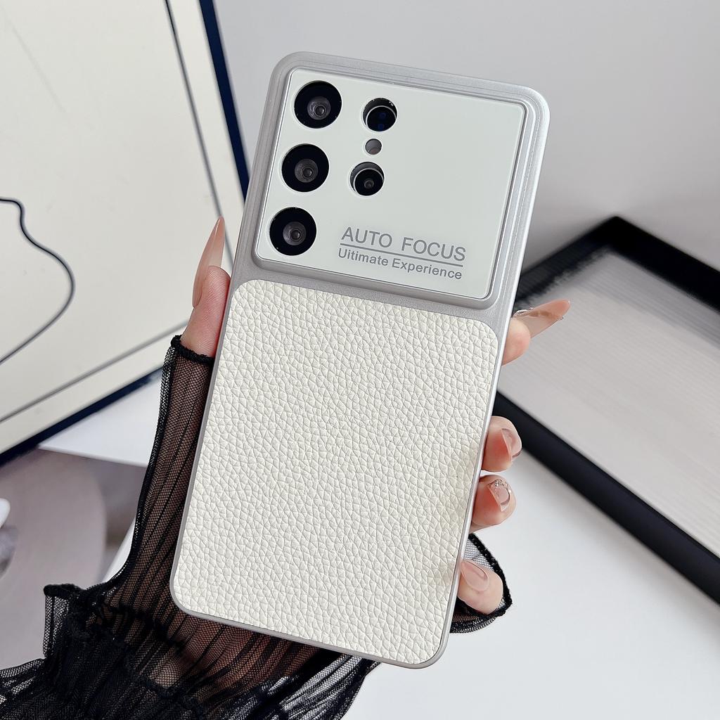 Business Classic Leather Textured Solid Color Phone Case For Samsung Galaxy S26 S25 S24 S23 Ultra Camera Protection Matte Cover