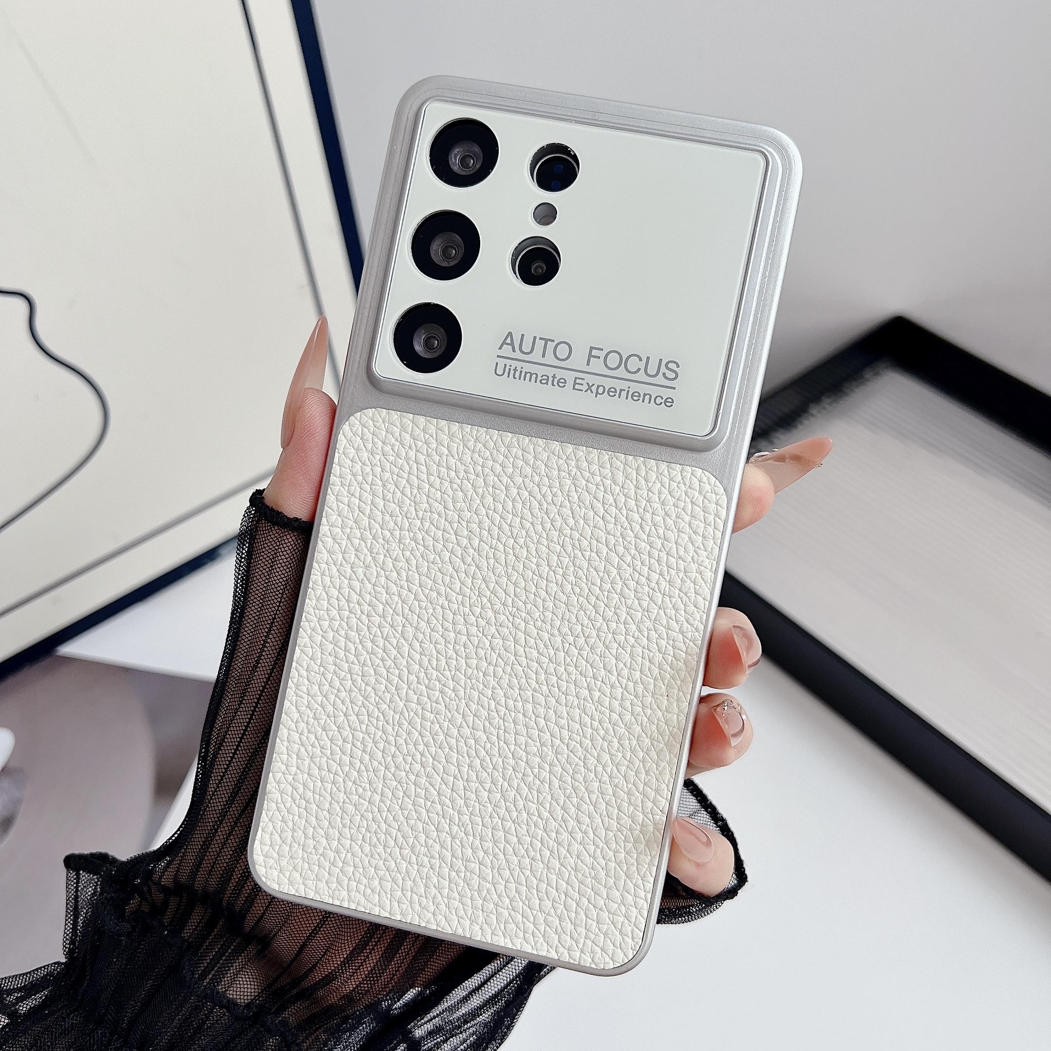

Business Classic Leather Textured Solid Color Phone Case For Samsung Galaxy S26 S25 S24 S23 Ultra Camera Protection Matte Cover Galaxy S26 Ultra