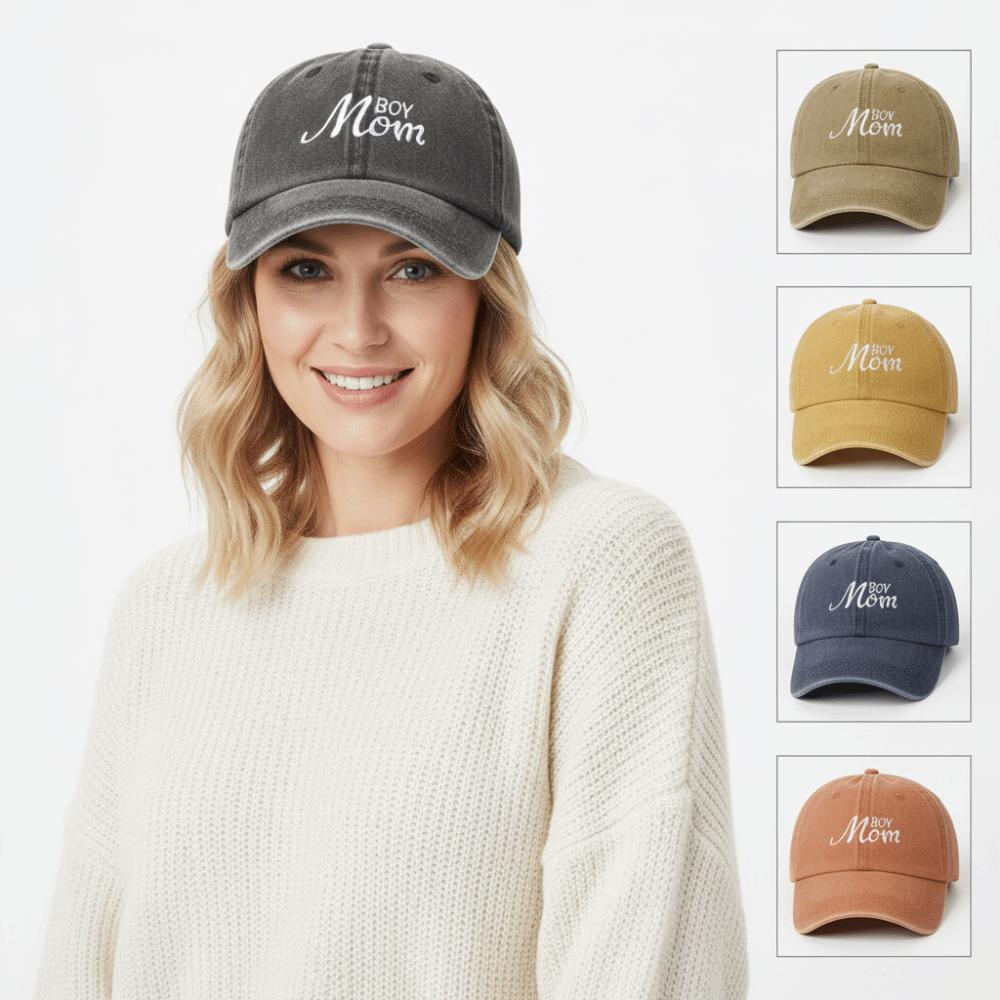 Washed Cotton Boy Mom Embroidery Caps Vintage Baseball Cap Fashion Sport Visors Cap Gifts