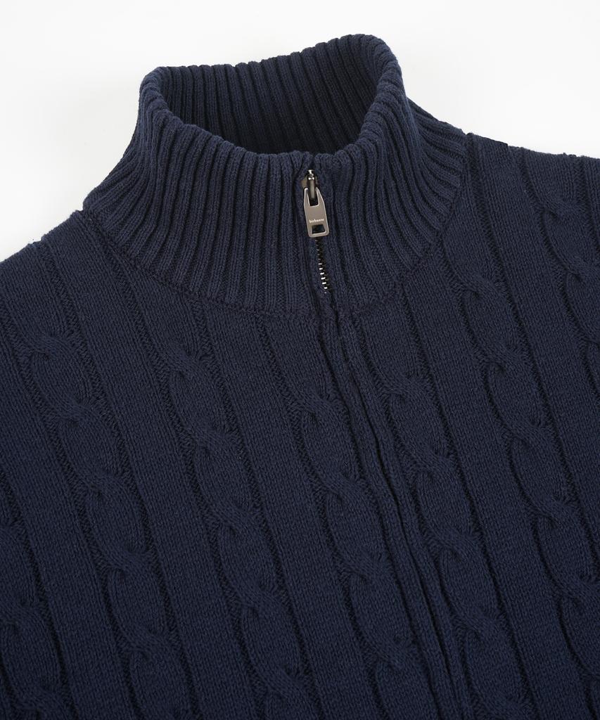 BIRBANTE Washable Cotton Cable Two-Way Knit Zip-Up - Dark Navy