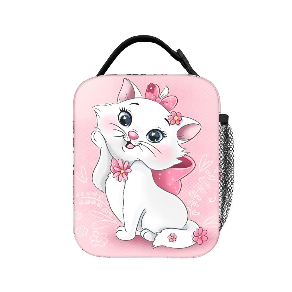Maries Cat Insulated Lunch Bags Cooler Bag Reusable,Meal Container Cute Kitten Anime Large Tote Lunch Box Food Bag